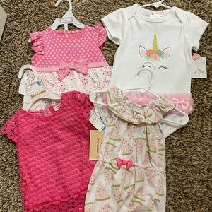Pink lot of 4 12 month girl outfits